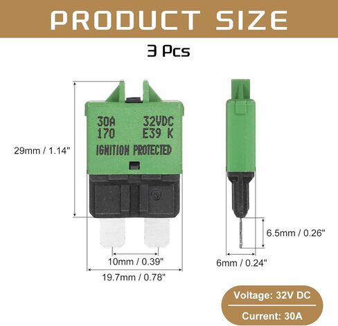 DMiotech 3 Pack Manual Mini Reset Fuse, 32V DC 3A ATC/ATO Auto Circuit Breaker Reset Fuses Low Profile Blade Fuses for Car Truck SUV Marine Boat Motorcycle, Purple in Saudi Arabia