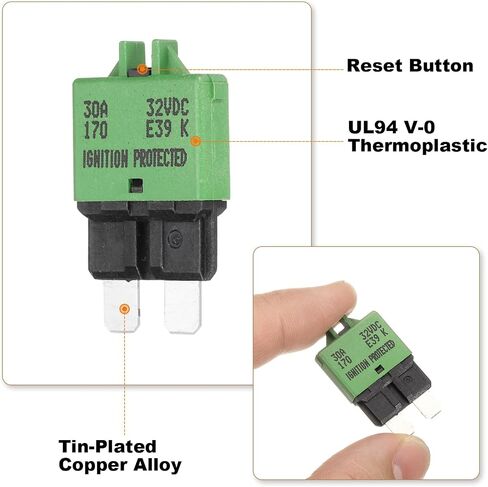 DMiotech 3 Pack Manual Mini Reset Fuse, 32V DC 3A ATC/ATO Auto Circuit Breaker Reset Fuses Low Profile Blade Fuses for Car Truck SUV Marine Boat Motorcycle, Purple in Saudi Arabia