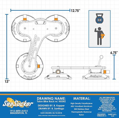Seasucker Talon Single Bike Rack للسيارات - الولايات المتحدة الأمريكية مصنوعة على رفوف - سيارات الدفع الرباعي ، سيدان ، هاتشباك ، RV ، BMW ، هوندا ، تسلا ، مازدا وكل سيارة أخرى - لا يوجد حبل ، آمن بنسبة 100 ٪ ، أضرار الصفر ، حاملة سفر صديقة للسفر in Kuwait