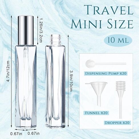 Domensi 20 Pcs 10ml Perfume Travel Refillable Bottles Glass Spray Bottle Perfume Atomizer for Cologne Dispenser Leak-proof Fragrance Bottles Atomizer Pump Bottle Kit(Assorted Colors,4.7 x 0.67 in) in Saudi Arabia