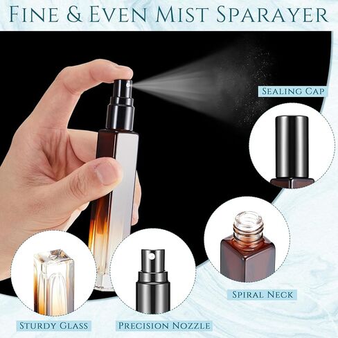 Domensi 20 Pcs 10ml Perfume Travel Refillable Bottles Glass Spray Bottle Perfume Atomizer for Cologne Dispenser Leak-proof Fragrance Bottles Atomizer Pump Bottle Kit(Assorted Colors,4.7 x 0.67 in) in Saudi Arabia