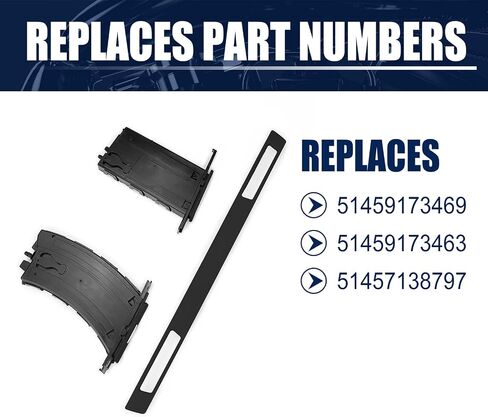 حامل الكأس الغواصين وجانب الركاب القابل للسحب (3pcs) مجموعة متوافقة مع 2006-2013 BMW E90 E91 E92 E93 51459173469 51459173463 51457138797 Black in Saudi Arabia