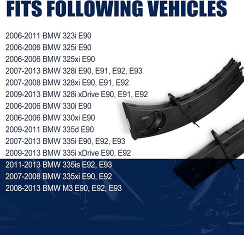 حامل الكأس الغواصين وجانب الركاب القابل للسحب (3pcs) مجموعة متوافقة مع 2006-2013 BMW E90 E91 E92 E93 51459173469 51459173463 51457138797 Black in Saudi Arabia