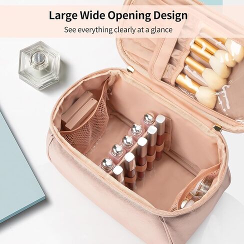 OCHEAL Makeup Bag, Large Capacity Travel Make Up Bag for Cosmetics Vertical Storage,Toiletry Bag for Skincare Makeup Organizer Bag in Kuwait