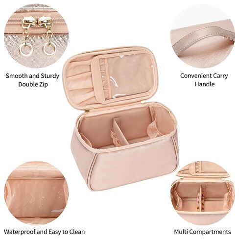 OCHEAL Makeup Bag, Large Capacity Travel Make Up Bag for Cosmetics Vertical Storage,Toiletry Bag for Skincare Makeup Organizer Bag in Kuwait