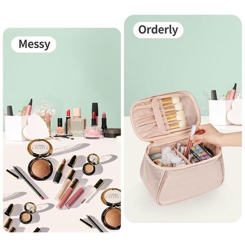 OCHEAL Makeup Bag, Large Capacity Travel Make Up Bag for Cosmetics Vertical Storage,Toiletry Bag for Skincare Makeup Organizer Bag in Kuwait