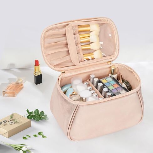 OCHEAL Makeup Bag, Large Capacity Travel Make Up Bag for Cosmetics Vertical Storage,Toiletry Bag for Skincare Makeup Organizer Bag in Kuwait