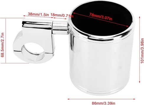 Motorcycle Cup Holder, Fydun Handlebar Cup Holder Chrome Adjustable Drink Bottle Holder with Fixed Parts Universal for ATV 22‑32mm Handle in Saudi Arabia
