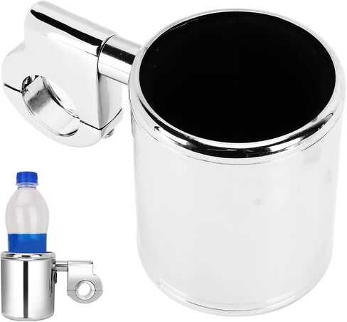 Motorcycle Cup Holder, Fydun Handlebar Cup Holder Chrome Adjustable Drink Bottle Holder with Fixed Parts Universal for ATV 22‑32mm Handle in Saudi Arabia