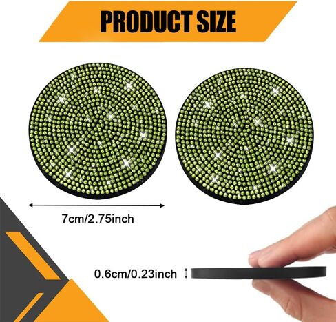 2 Pack Bling Car Custer Coaster Coaster ، Crystal Rhinestone Anti-Slip Car Coaster Insert ، Universal 2.75 Inch Fashion Automotive Cup Mat ، إكسسوارات ديكور للسيارات الداخلية للنساء (White) in Saudi Arabia