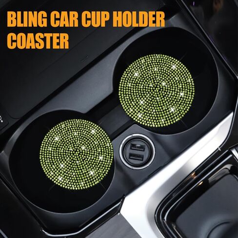 2 Pack Bling Car Custer Coaster Coaster ، Crystal Rhinestone Anti-Slip Car Coaster Insert ، Universal 2.75 Inch Fashion Automotive Cup Mat ، إكسسوارات ديكور للسيارات الداخلية للنساء (White) in Saudi Arabia