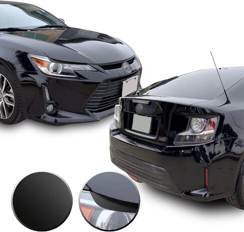 Headlight & Tail Light Eyelid Eyebrow Graphic Overlay Pre Cut Vinyl Decal Compatible with Scion tC 2014 2015 2016 - Metallic Matte Chrome Black in Kuwait