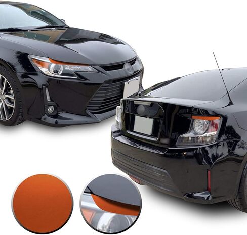 Headlight & Tail Light Eyelid Eyebrow Graphic Overlay Pre Cut Vinyl Decal Compatible with Scion tC 2014 2015 2016 - Metallic Matte Chrome Black in Kuwait