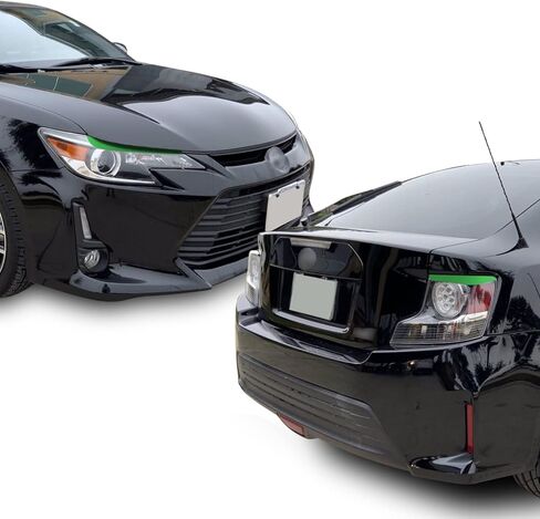 Headlight & Tail Light Eyelid Eyebrow Graphic Overlay Pre Cut Vinyl Decal Compatible with Scion tC 2014 2015 2016 - Metallic Matte Chrome Black in Kuwait