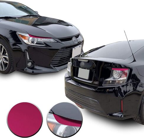 Headlight & Tail Light Eyelid Eyebrow Graphic Overlay Pre Cut Vinyl Decal Compatible with Scion tC 2014 2015 2016 - Metallic Matte Chrome Black in Kuwait