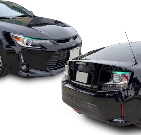 Headlight & Tail Light Eyelid Eyebrow Graphic Overlay Pre Cut Vinyl Decal Compatible with Scion tC 2014 2015 2016 - Metallic Matte Chrome Black in Kuwait