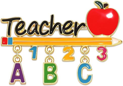 المعلم بروش دبوس مينا اليوم الأخير من التخرج المدرسي متعة Apple Pencil Teacher Lapel Pin To School Teacher's Day Brouches Jewelry in Kuwait