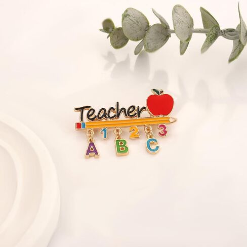 المعلم بروش دبوس مينا اليوم الأخير من التخرج المدرسي متعة Apple Pencil Teacher Lapel Pin To School Teacher's Day Brouches Jewelry in Kuwait