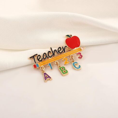 المعلم بروش دبوس مينا اليوم الأخير من التخرج المدرسي متعة Apple Pencil Teacher Lapel Pin To School Teacher's Day Brouches Jewelry in Kuwait