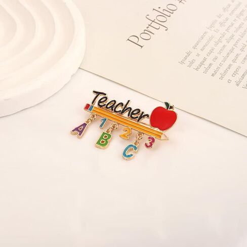 المعلم بروش دبوس مينا اليوم الأخير من التخرج المدرسي متعة Apple Pencil Teacher Lapel Pin To School Teacher's Day Brouches Jewelry in Kuwait