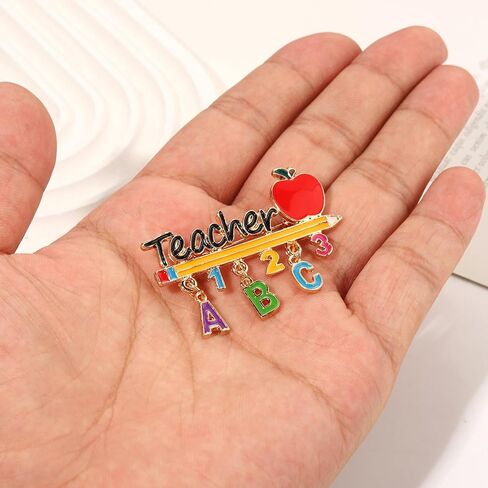 المعلم بروش دبوس مينا اليوم الأخير من التخرج المدرسي متعة Apple Pencil Teacher Lapel Pin To School Teacher's Day Brouches Jewelry in Kuwait