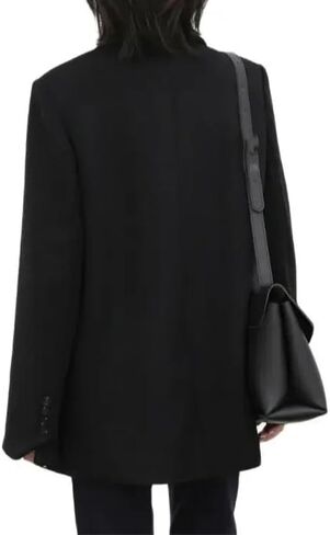 Women Autumn Winter Woolen Blazer Cotton Lining Thick Warm Solid Color Coat Office Tops in Saudi Arabia