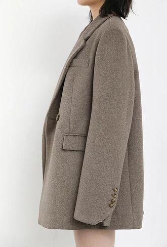 Women Autumn Winter Woolen Blazer Cotton Lining Thick Warm Solid Color Coat Office Tops in Saudi Arabia