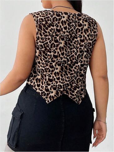 Wdirara Women's Plus Leopard Print Button Down Down in Saudi Arabia