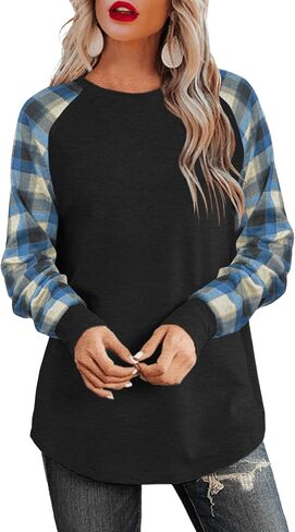 Aifer Womens Long Sleeve Tops Crew Neck Casual Shirts Fashion Loose Fit Trendy Outfits Clothes in Kuwait