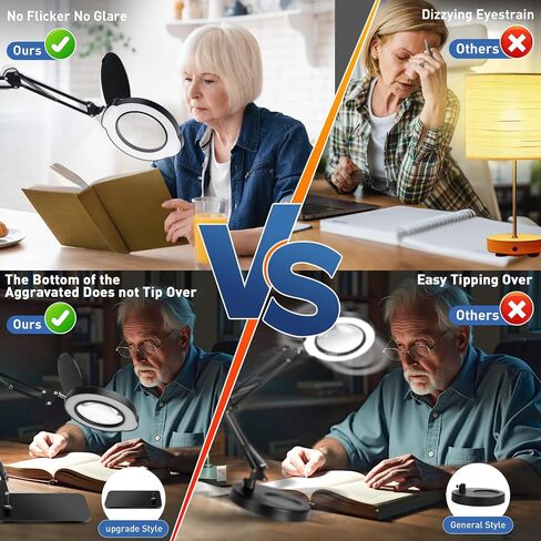 10X Desk Magnifying Glass with Light and Stand,Real Glass LED Lighted Magnifier,5 Color Modes Stepless Dimmable,Hands Free Metal Desk Lamp for Craft Reading Painting Hobby Close Work in Saudi Arabia