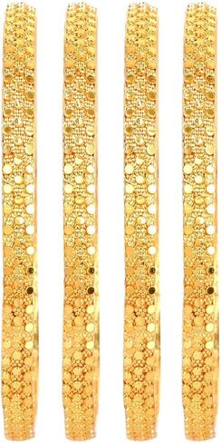 Efulgenz Gold Tone Indian Bangle Set for Women Dubai Style Bangle Set Indian Gold Tone Bangles Bracelet Indian Bridal Jewelry for Wedding Fashion Jewelry (4 Pcs) Size 2.8 in Saudi Arabia