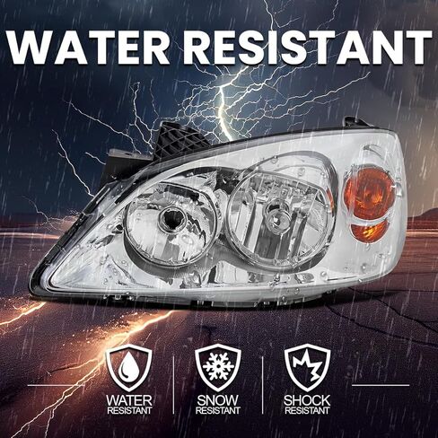 المواصفات المصابيح الأمامية السوداء المواصفات تتوافق مع 2005-2010 Pontiac G6 L+R زوج مصباح رأس العنوان in Saudi Arabia