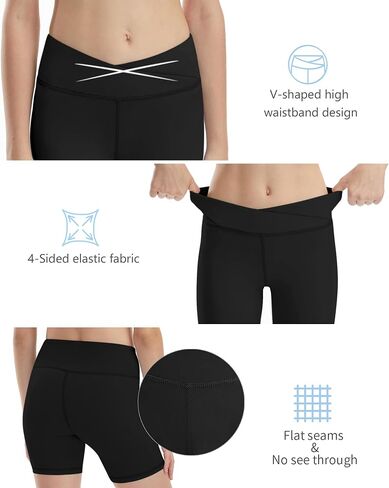 Runhit 5" Girls Volleyball Shorts Youth Cross Waist Spandex Shorts Kids Dance Biker Athletic Compression Shorts in Saudi Arabia
