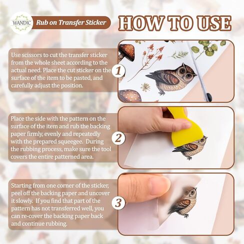 Wandic Rub على ملصقات النقل ، 6 صفائح البومة شارات الفطر ملصقات غابات نباتات الغابات ملصقات مقاومة للماء لنوافذ الأثاث ، 12 * 6in in Saudi Arabia