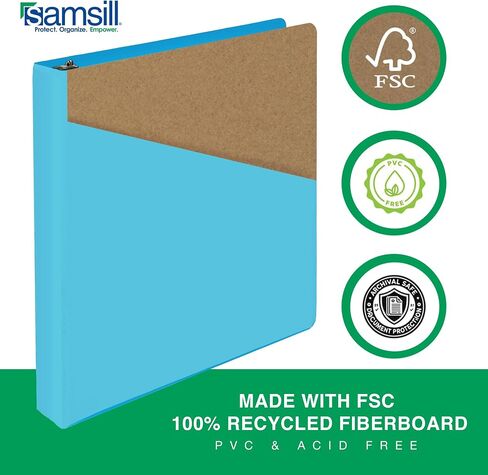 Samsill متين 1 بوصة ، مصنوعة في الولايات المتحدة الأمريكية ، D Ring Binder ، غطاء عرض واضح للتخصيص ، الأزرق الداكن ، يحمل 225 صفحة in Saudi Arabia