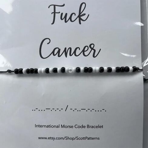 Fuck Cancer Morse Code Bracelet, Fuck Cancer Bracelet, Cancer Survivor Bracelet, Strength Inspirational Morse Code Bracelet, Cancer Care Gifts for Women Mom Wife Friends in Saudi Arabia