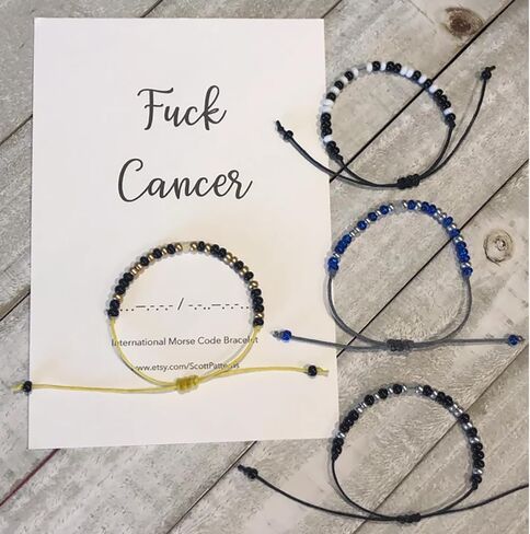 Fuck Cancer Morse Code Bracelet, Fuck Cancer Bracelet, Cancer Survivor Bracelet, Strength Inspirational Morse Code Bracelet, Cancer Care Gifts for Women Mom Wife Friends in Saudi Arabia