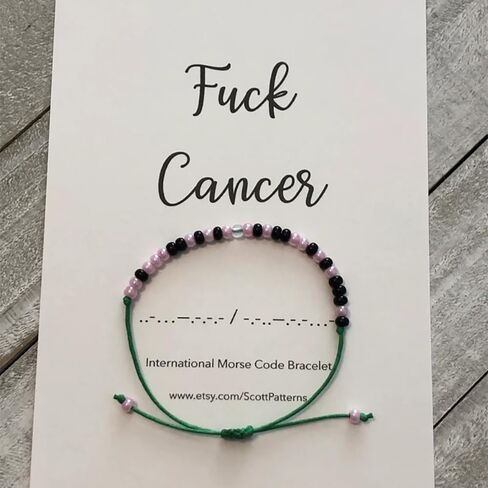Fuck Cancer Morse Code Bracelet, Fuck Cancer Bracelet, Cancer Survivor Bracelet, Strength Inspirational Morse Code Bracelet, Cancer Care Gifts for Women Mom Wife Friends in Saudi Arabia