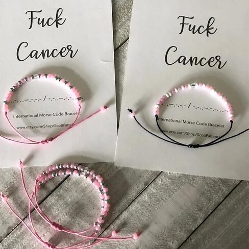 Fuck Cancer Morse Code Bracelet, Fuck Cancer Bracelet, Cancer Survivor Bracelet, Strength Inspirational Morse Code Bracelet, Cancer Care Gifts for Women Mom Wife Friends in Saudi Arabia