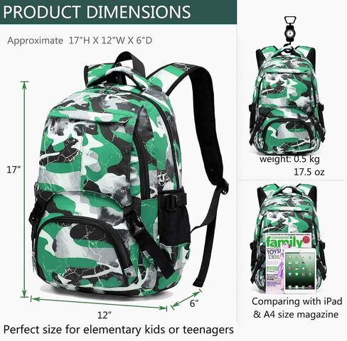 BLUEFAIRY Boys Backpack for School Bookbag for Kids Girls Elementary Middle School Bags for Teens Mochila Escolar para Niños 8-10 Back to School Gifts Large Compartment Camo Red in Saudi Arabia