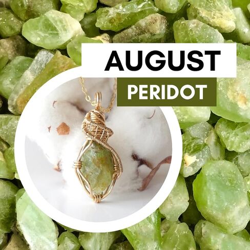 Designs by Nature Gems - Natural Peridot Necklace - Wire Wrapped in Genuine Sterling Silver - Natural August Birthstone Jewelry - With 24" Tan Leather - August Gift Jewelry - Handmade in North America in Kuwait