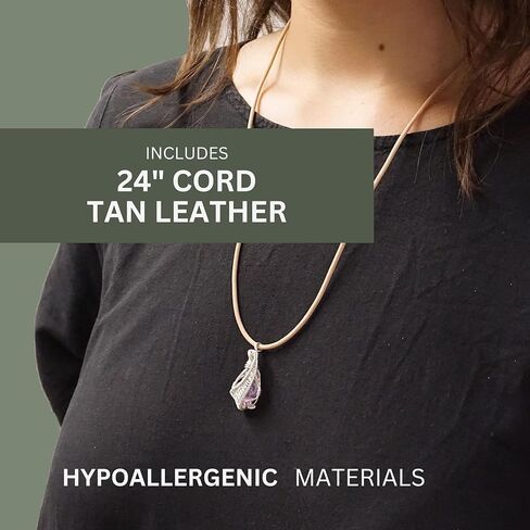 Designs by Nature Gems - Natural Peridot Necklace - Wire Wrapped in Genuine Sterling Silver - Natural August Birthstone Jewelry - With 24" Tan Leather - August Gift Jewelry - Handmade in North America in Kuwait