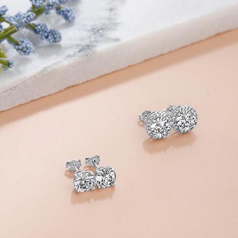 Lesa Michele Cubic Zirconia Stud Silver أقراط للنساء 2 زوج مجموعة من حجارة CZ in Kuwait