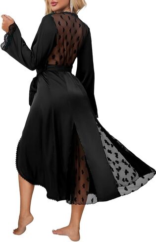 Women's Silky Sheer Kimono Robe, Flowy Lightweight Satin Long Lingerie Robe, Boudoir Photography Dressing Gown in Saudi Arabia