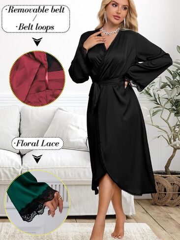 Women's Silky Sheer Kimono Robe, Flowy Lightweight Satin Long Lingerie Robe, Boudoir Photography Dressing Gown in Saudi Arabia