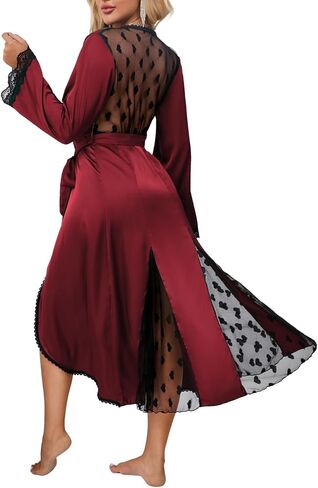 Women's Silky Sheer Kimono Robe, Flowy Lightweight Satin Long Lingerie Robe, Boudoir Photography Dressing Gown in Saudi Arabia