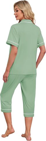 EA'S SECRET Womens Pajamas Set Capri Modal Pj Sets For Woman Button Down Short Sleeve Loungewear Set Sexy Sleepwear For Women in Kuwait
