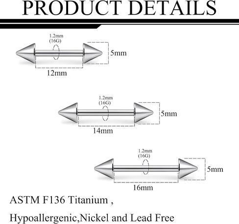 Ruifan ASTM F136 Titanium خارجيًا خارجيًا ، حلقات حديد ، خاتم الحديد ، خاتم ، خاتم اللسان ، حلقات ، جسم مستقيم ، جسم ثقب المجوهرات للنساء 16G 14G 12mm 14mm 16mm الغضروف الصناعي in Saudi Arabia