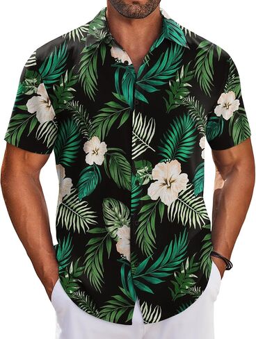 COOFANDY Mens Button Down Shirts Short Sleeve Casual Shirt Summer Beach Wedding Shirts in Saudi Arabia