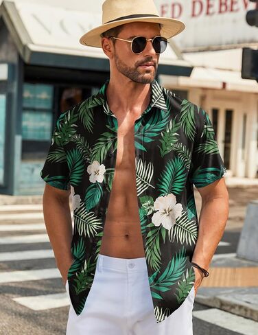 COOFANDY Mens Button Down Shirts Short Sleeve Casual Shirt Summer Beach Wedding Shirts in Saudi Arabia